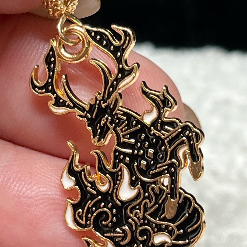 Elegant Gold and Black Deer Earrings - Picture 7 of 7